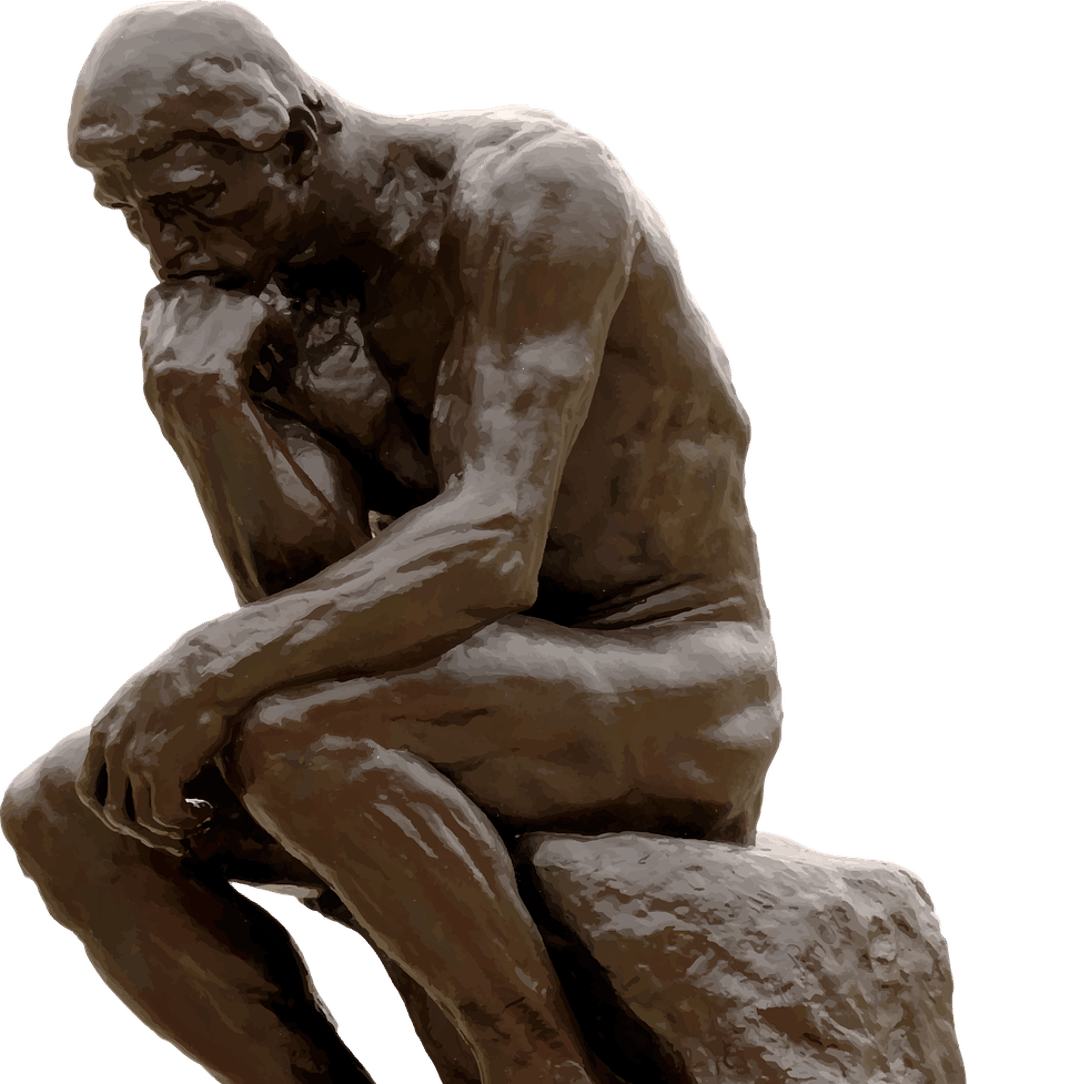 sculpture of man sitting down