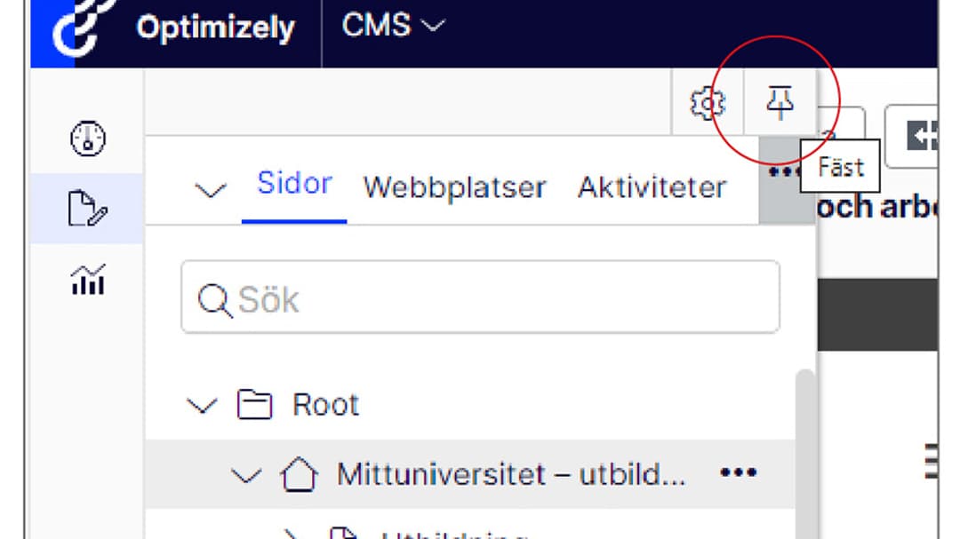 Häftstiftet för att nåla fast panelen.
