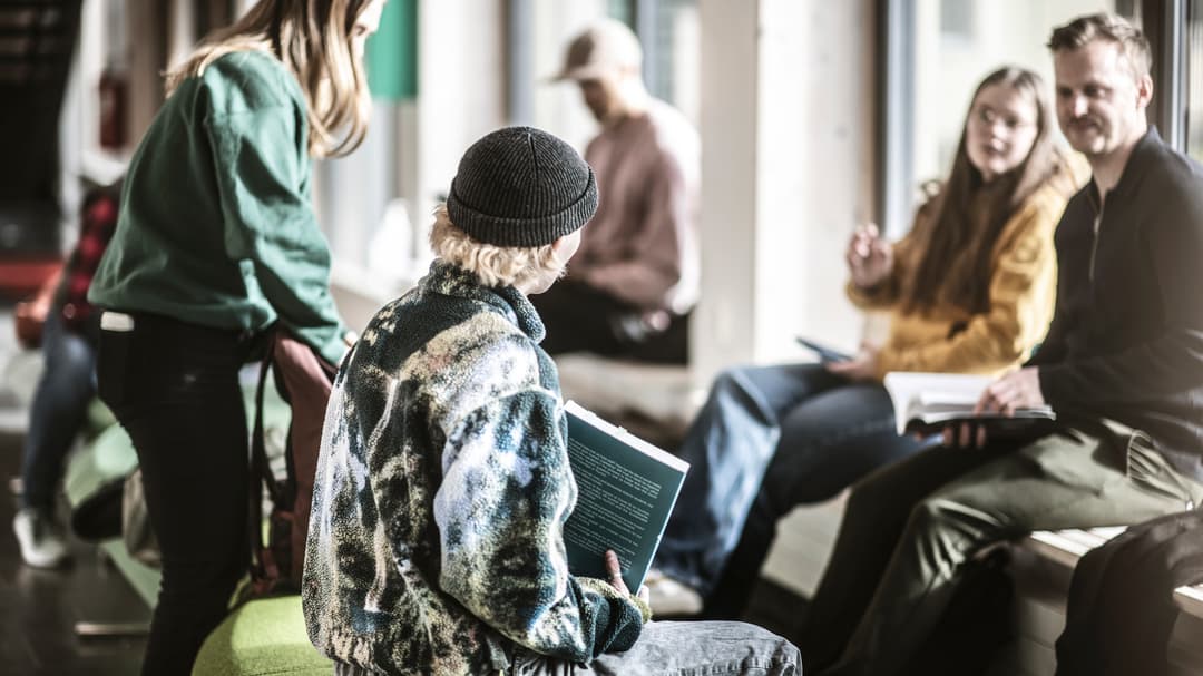 Students in a campus environment.