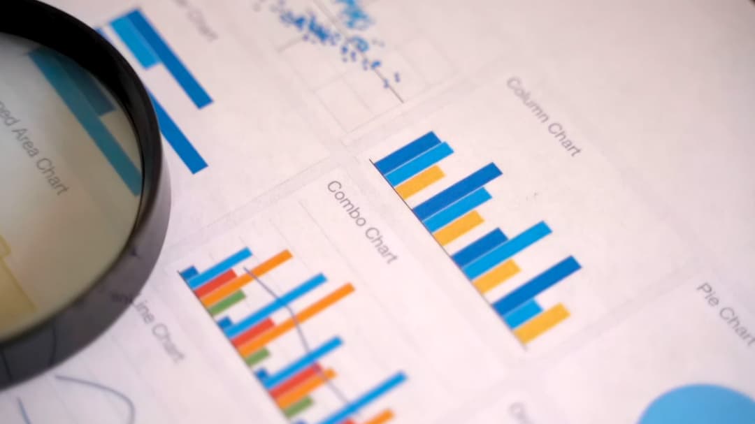 A sheet of paper that shows various information visualization charts, including bar charts, pie charts, line charts, etc.