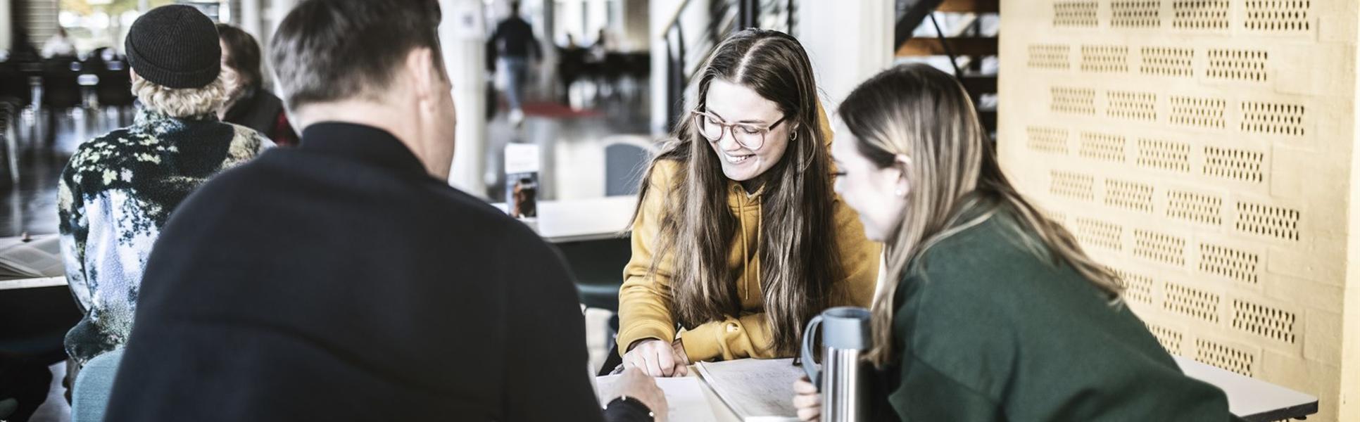 Studenter i campusmiljö.