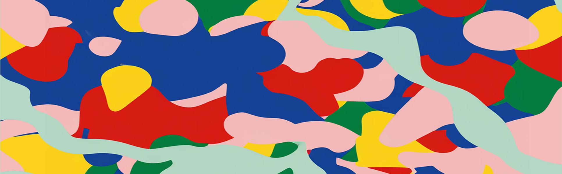An abstract painting with many colors