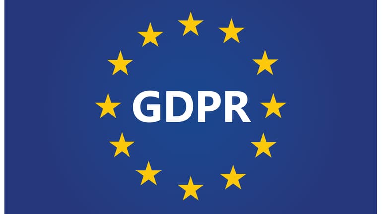 GDPR - General Data Protection Regulation. EU flag with stars