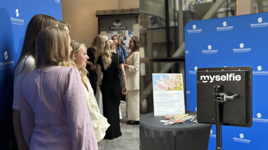 Studenterna tar bilder med Myselfie som var mycket uppskattat.