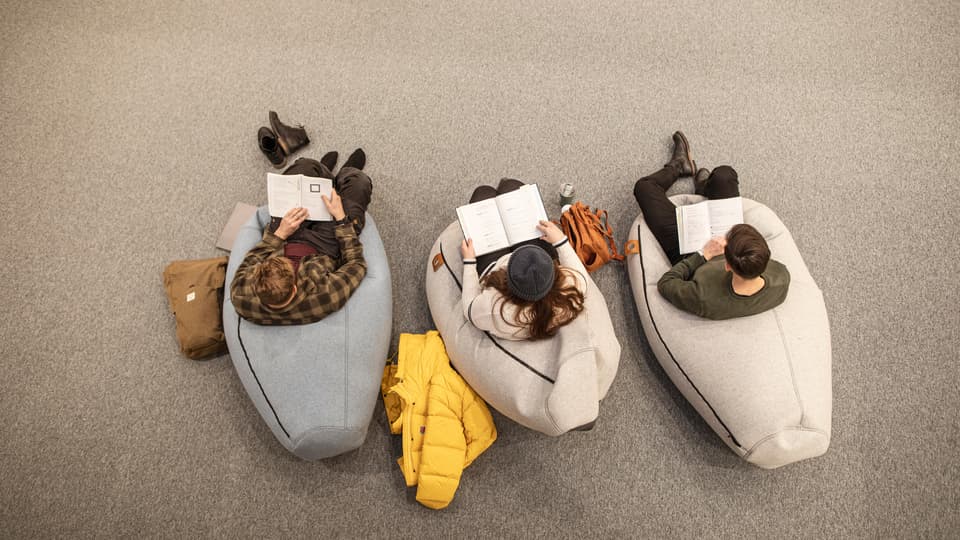 Students in library (Östersund)