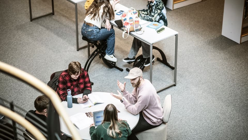 Students in a campus environment.