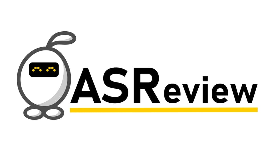 ASReviews logotype round figure with a black screen with yellow dots resembling eyes, two round feet and a loop at the top.