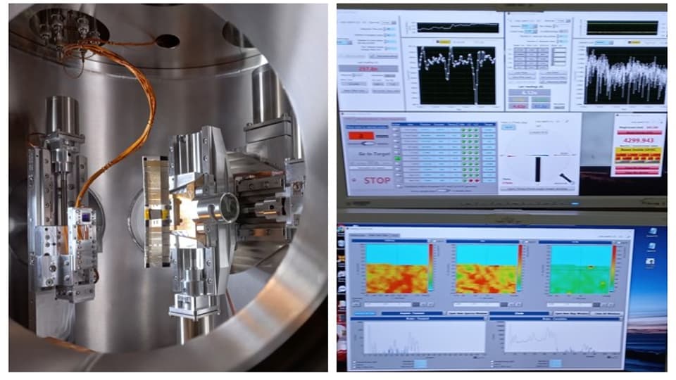  Image collage of images from a laboratory tool and computer image of test results