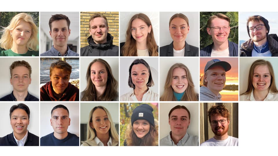 tjugo olika porträttbilder på studenter sammansatta till ett kollage