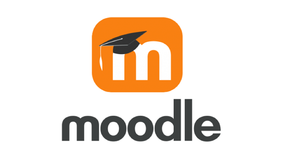 The image shows the Moodle logo and the text "Moodle". 
