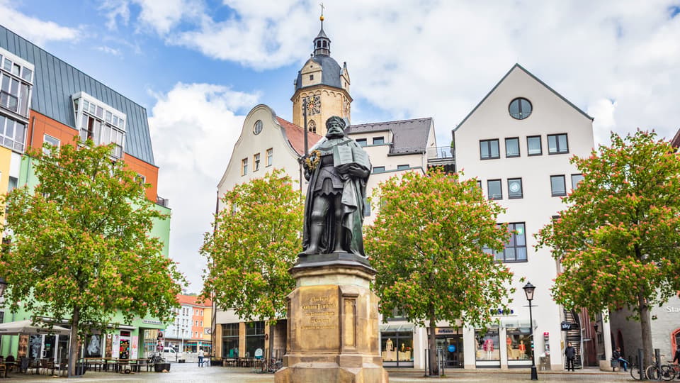 A statue on a square/marketplace