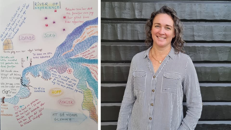 Collage - a drawing and a photo of a woman