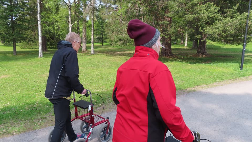 Elderly people walking