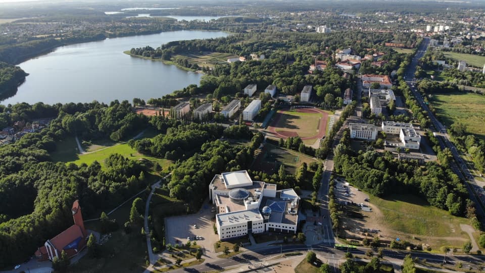 Trees, buildings and lakes