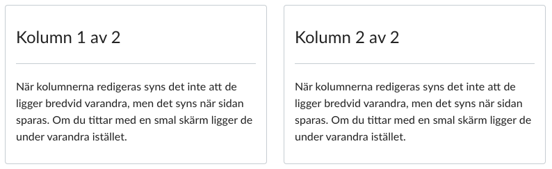 Bilden visar tv&aring; kolumner med rubrik och ett textstycke i varje