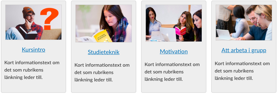 Bilden visar navigationskort med länk och  informationstext