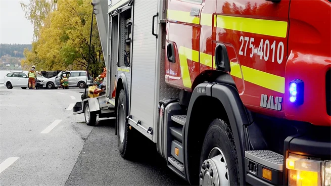 An emergency vehicle at an accident scene
