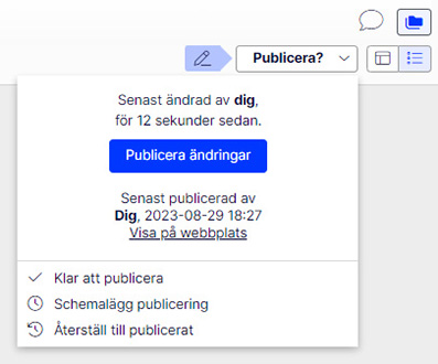 Publicera ändringar i Episerver.