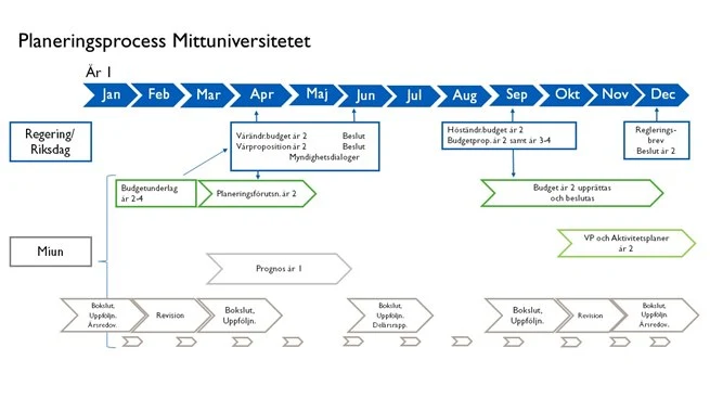 Årsöversikt Mittuniversitetets processer för budget, prognos och uppföljning.