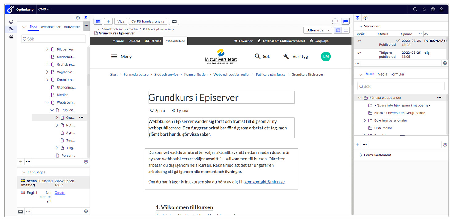Vy över På sidan-redigering.