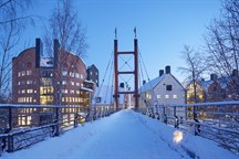 Exteriör Campus Sundsvall, vinterbild
