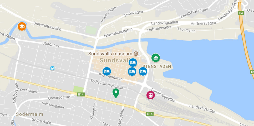 Map over Sundsvall