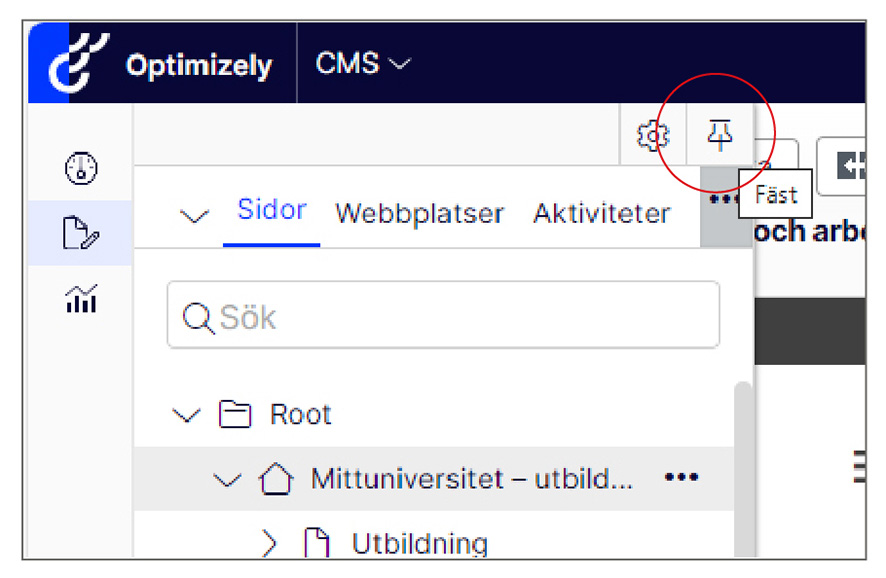Häftstiftet för att nåla fast panelen.