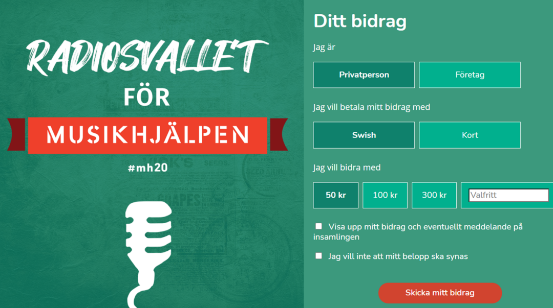 Radiosvallet musikhjälpen 2020